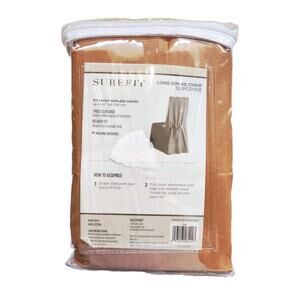 SureFit Home Décor Tan Long Full Length Dining Room Chair Slip Cover Tie Back 42